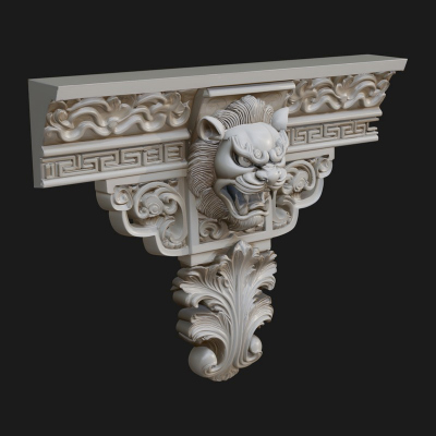 Carved Lion Corbel Bracket Design 3 3D Print Model