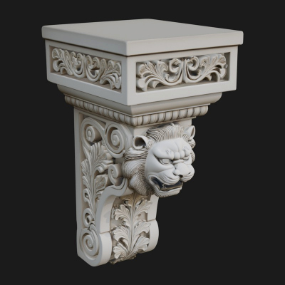 Carved Lion Corbel Bracket Design 4 3D Print Model