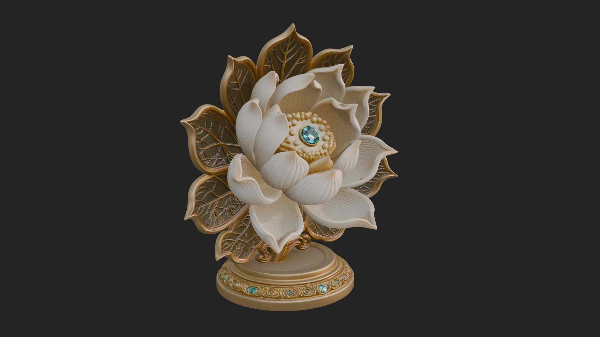 Carved Lotus Bloom Ornament Design 1 3D Print Model 3D Model