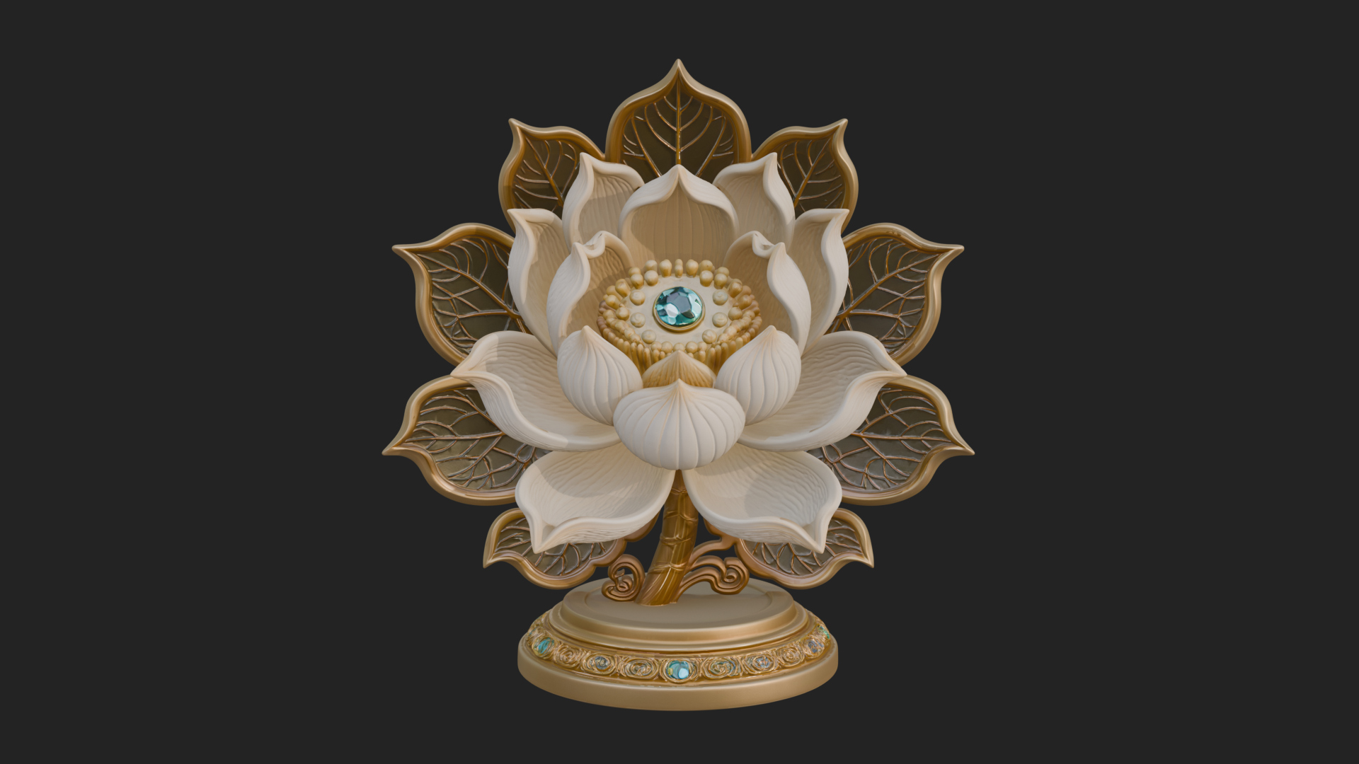 Carved Lotus Bloom Ornament Design 1 3D Print Model 3D Model