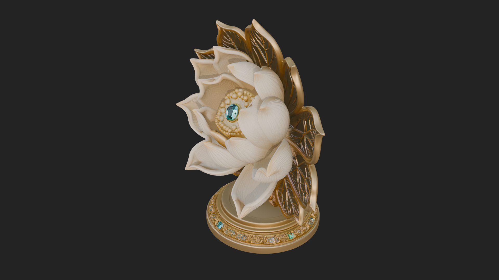 Carved Lotus Bloom Ornament Design 1 3D Print Model 3D Model