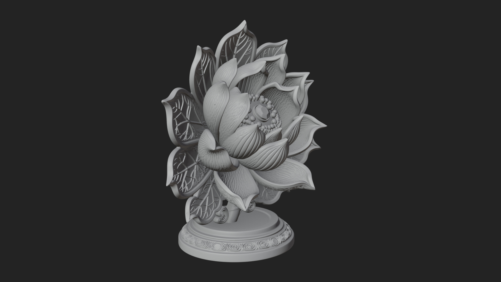 Carved Lotus Bloom Ornament Design 1 3D Print Model 3D Model