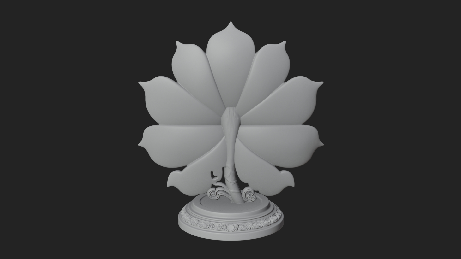 Carved Lotus Bloom Ornament Design 1 3D Print Model 3D Model