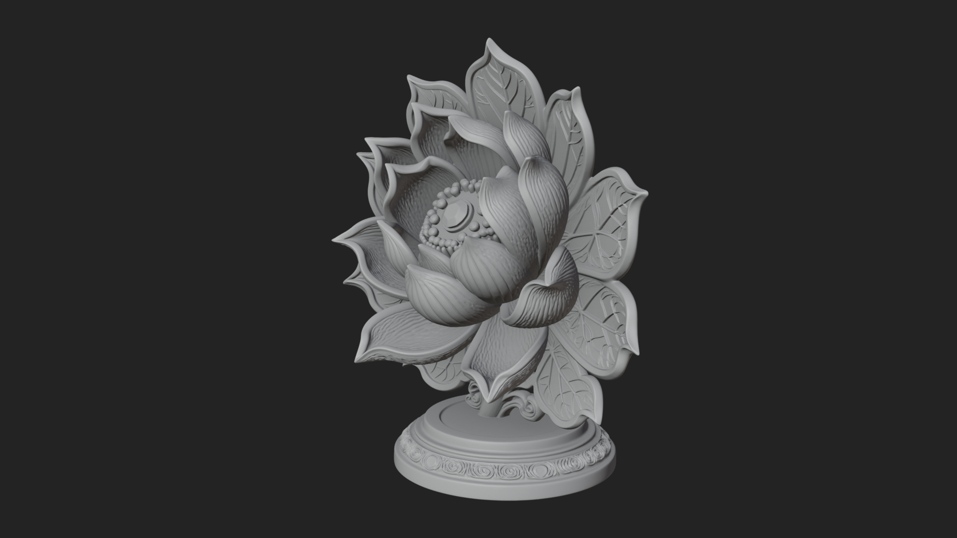 Carved Lotus Bloom Ornament Design 1 3D Print Model 3D Model