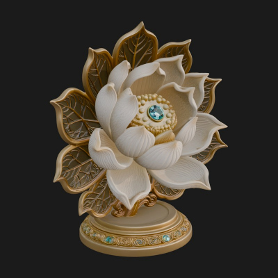 Carved Lotus Bloom Ornament Design 1 3D Print Model