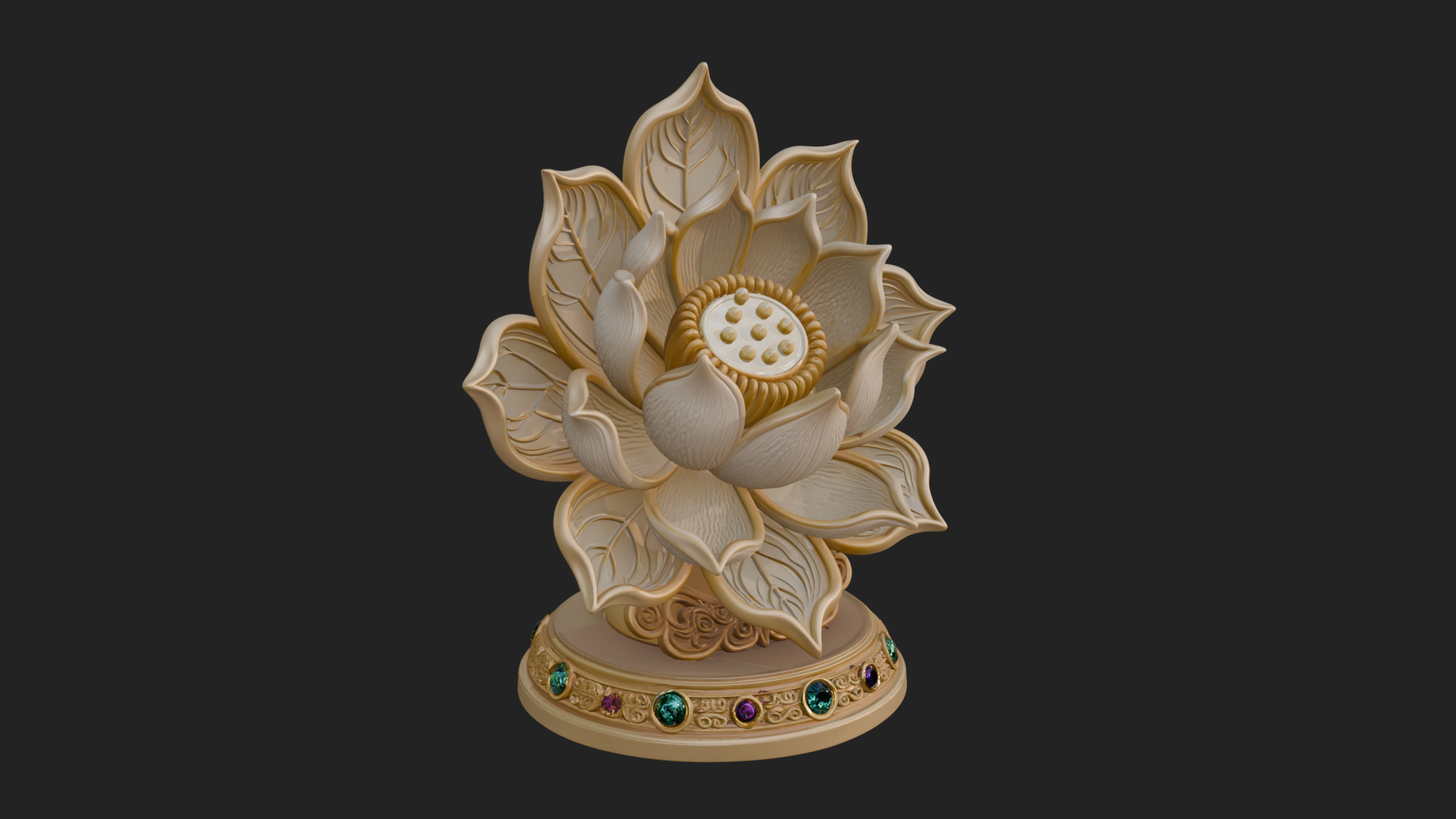 Carved Lotus Bloom Ornament Design 2 3D Print Model 3D Model
