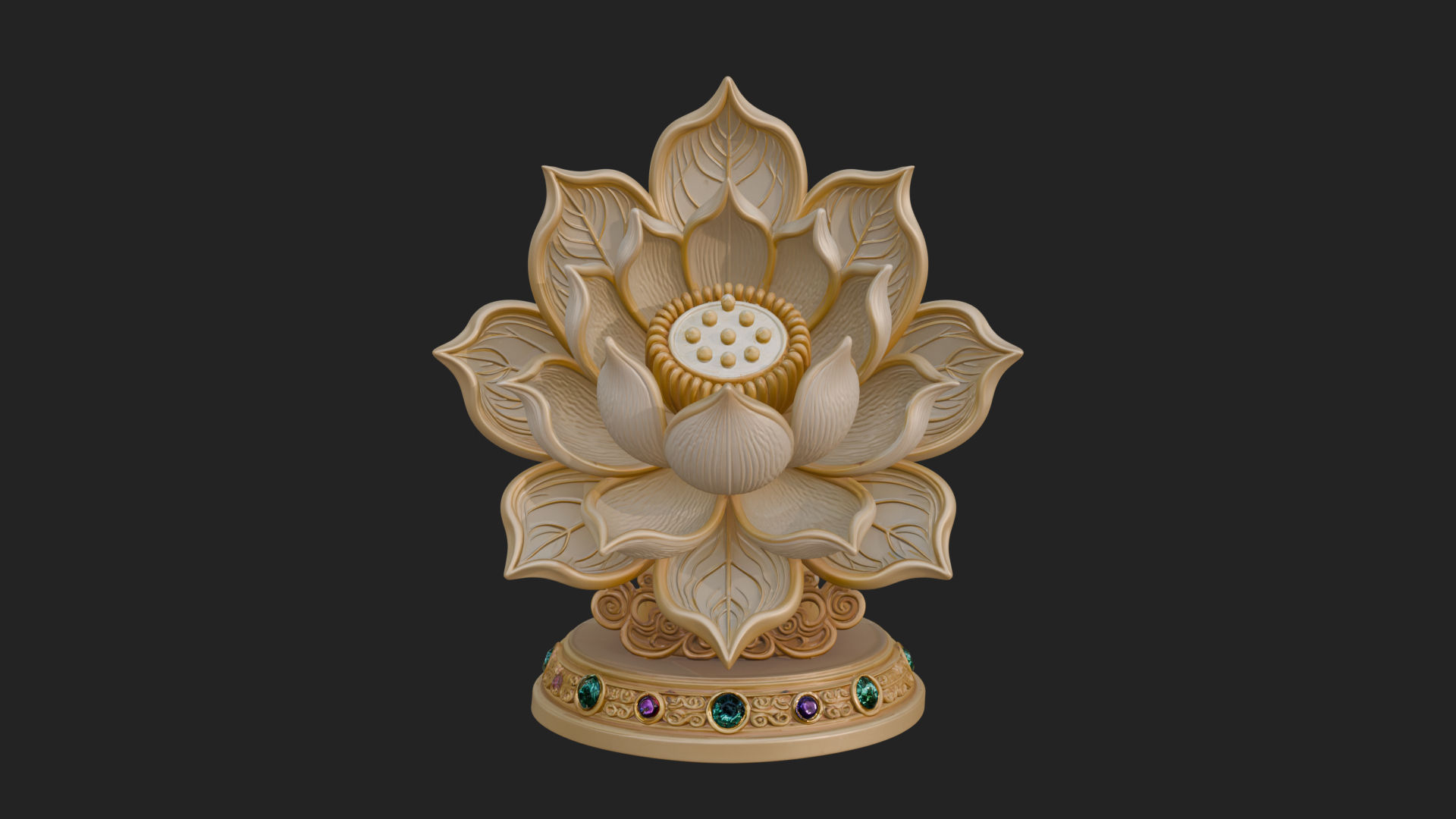 Carved Lotus Bloom Ornament Design 2 3D Print Model 3D Model