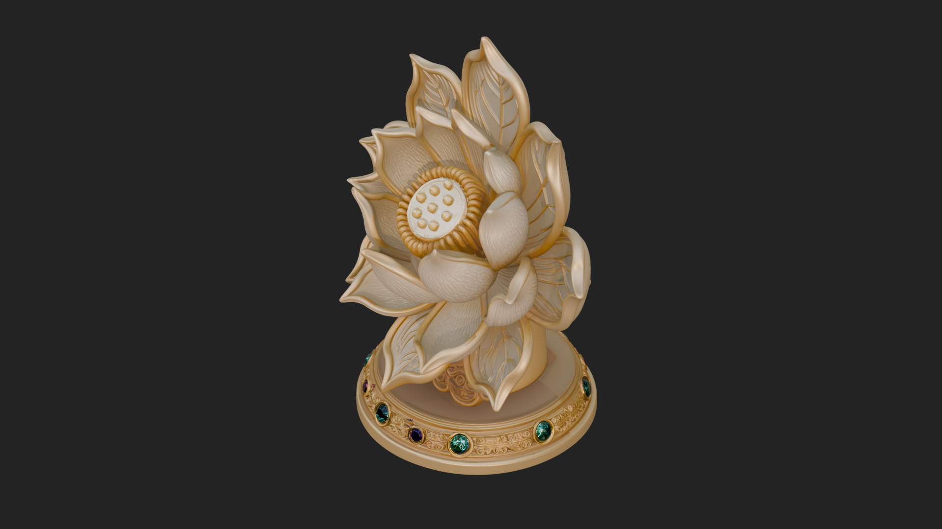 Carved Lotus Bloom Ornament Design 2 3D Print Model 3D Model