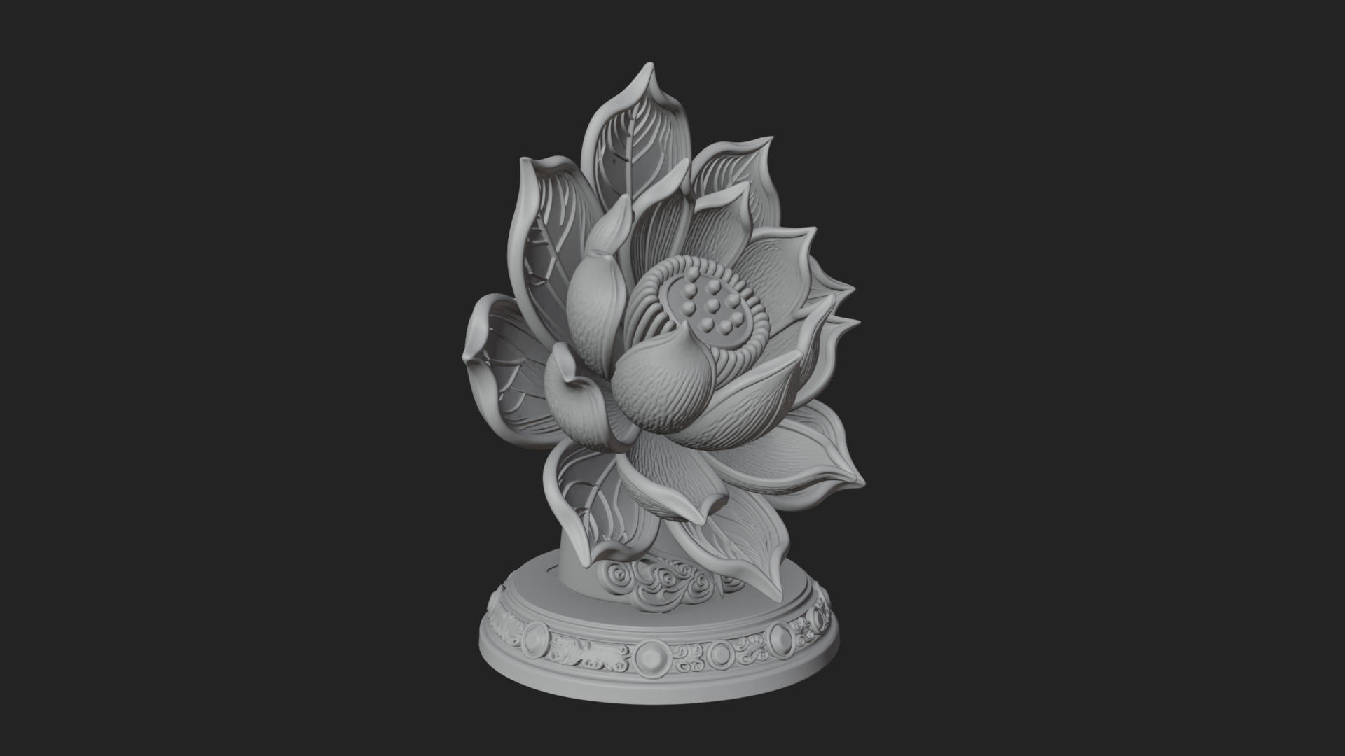 Carved Lotus Bloom Ornament Design 2 3D Print Model 3D Model