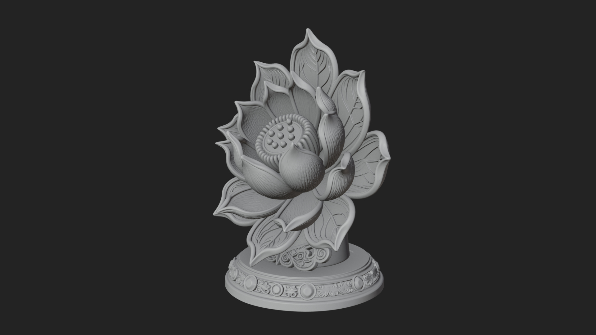 Carved Lotus Bloom Ornament Design 2 3D Print Model 3D Model