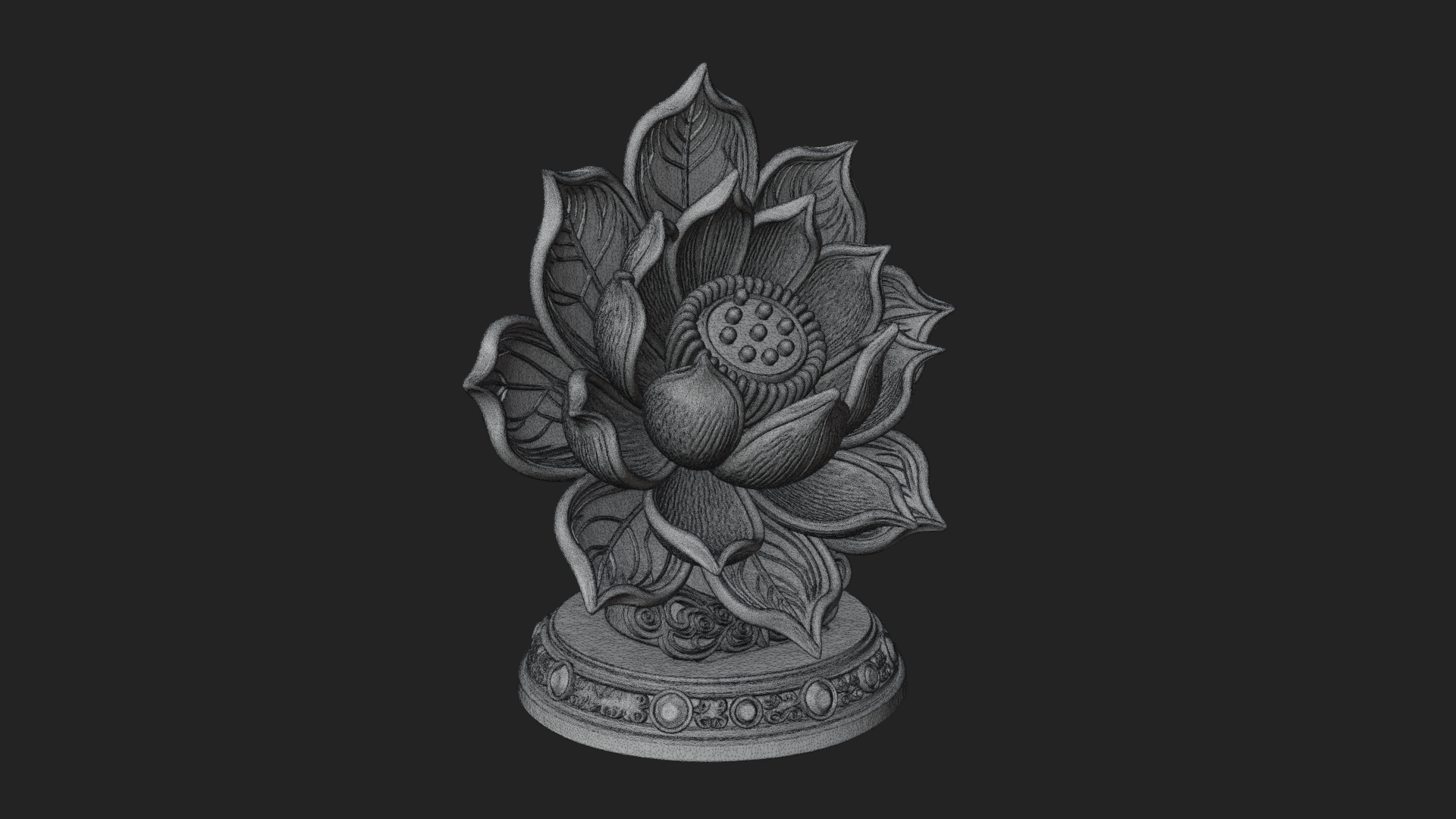 Carved Lotus Bloom Ornament Design 2 3D Print Model 3D Model