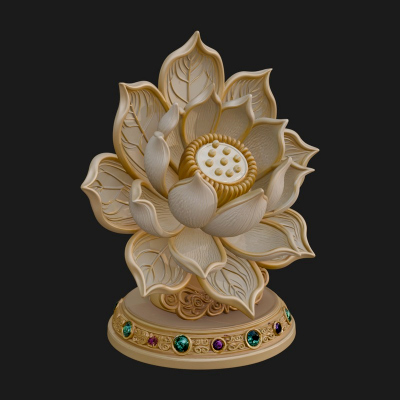 Carved Lotus Bloom Ornament Design 2 3D Print Model