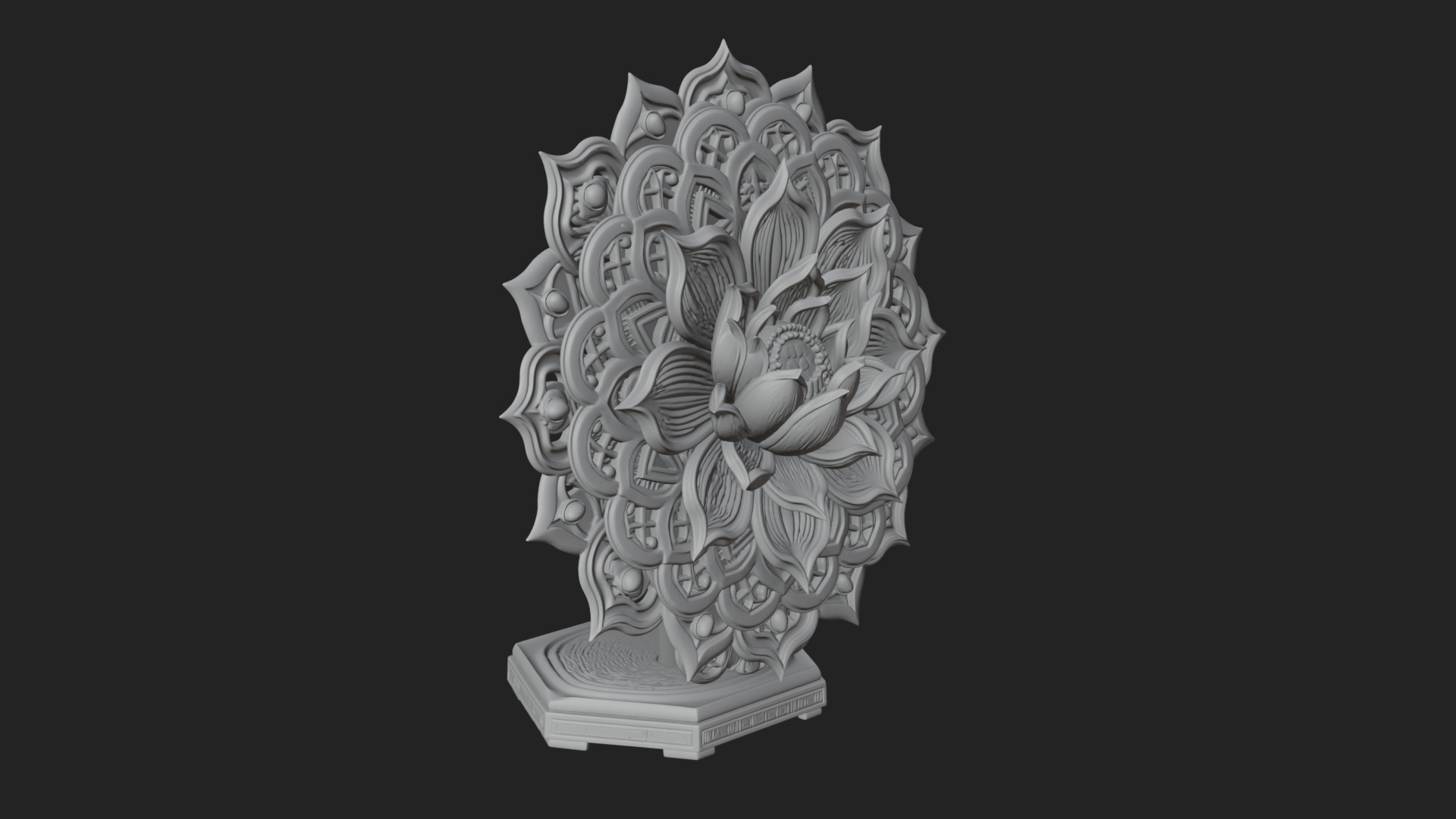 Carved Lotus Bloom Ornament Design 3 3D Print Model 3D Model