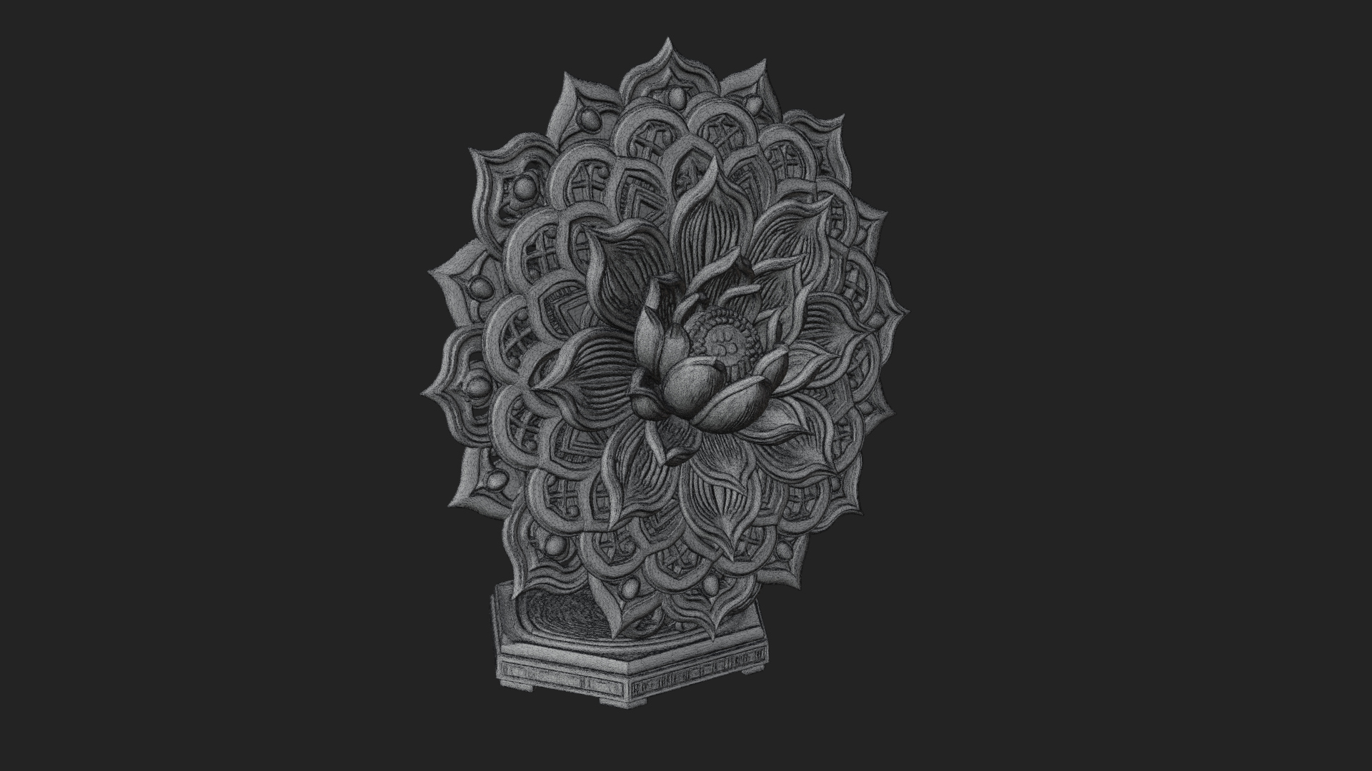 Carved Lotus Bloom Ornament Design 3 3D Print Model 3D Model