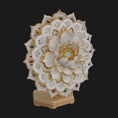 Carved Lotus Bloom Ornament Design 3 3D Print Model