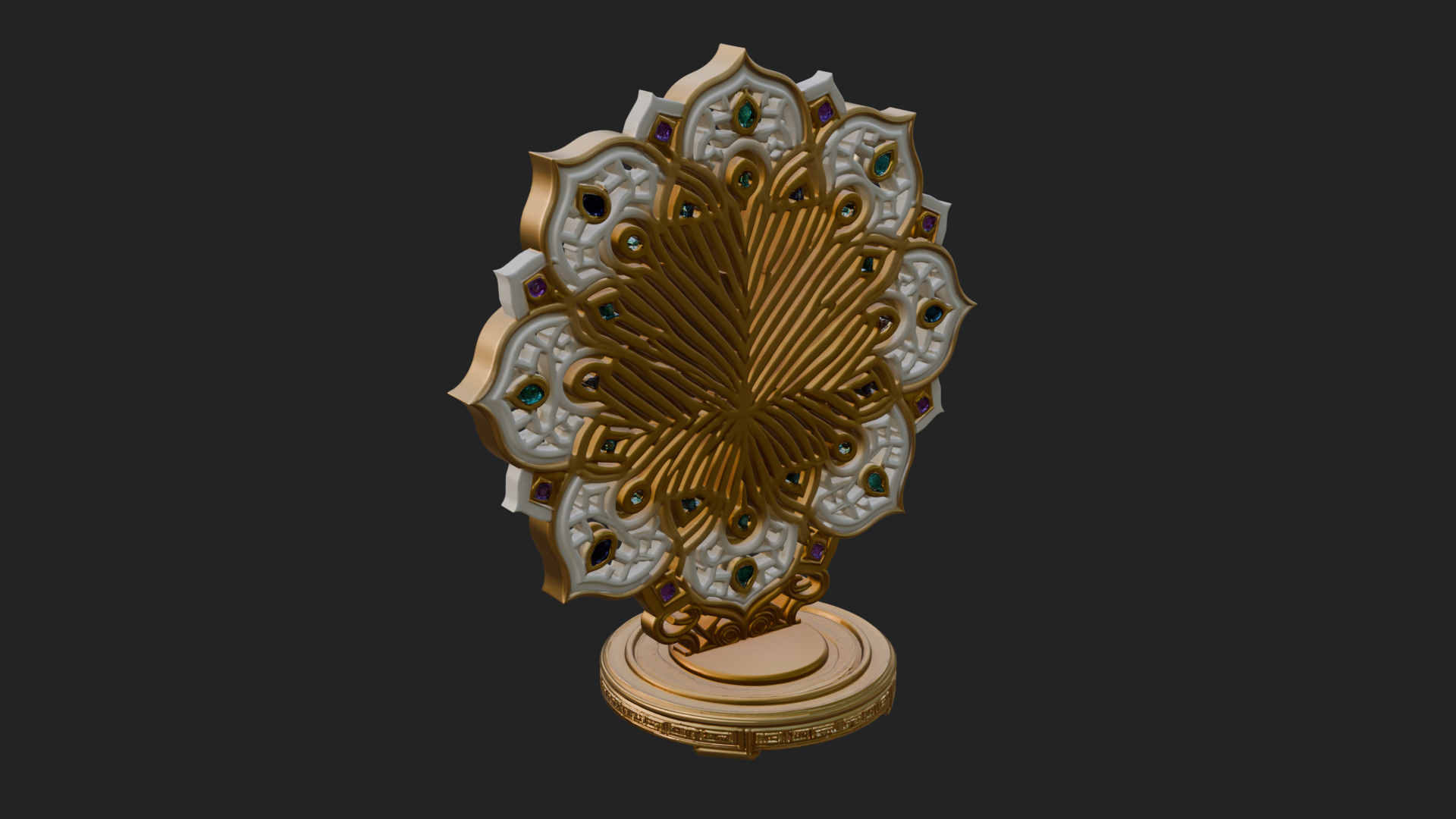 Carved Lotus Bloom Ornament Design 4 3D Print Model 3D Model