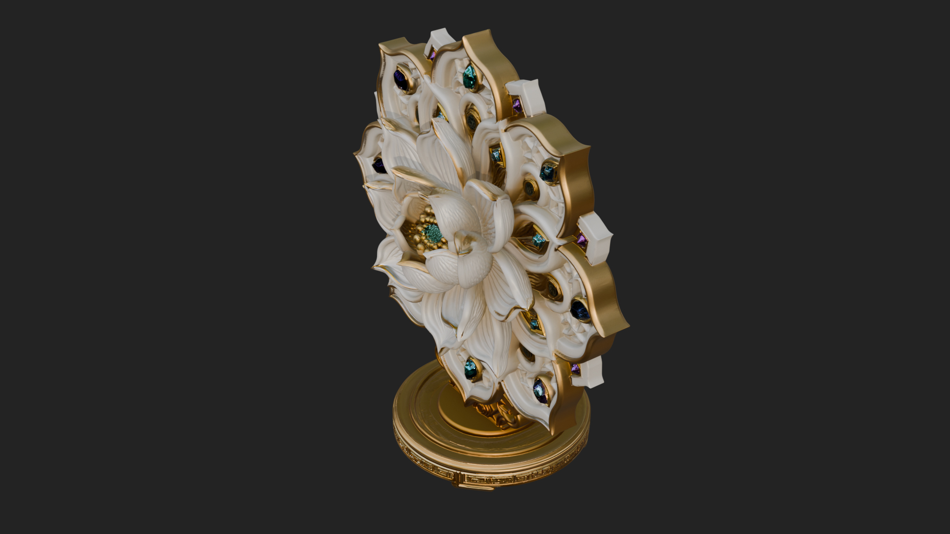 Carved Lotus Bloom Ornament Design 4 3D Print Model 3D Model