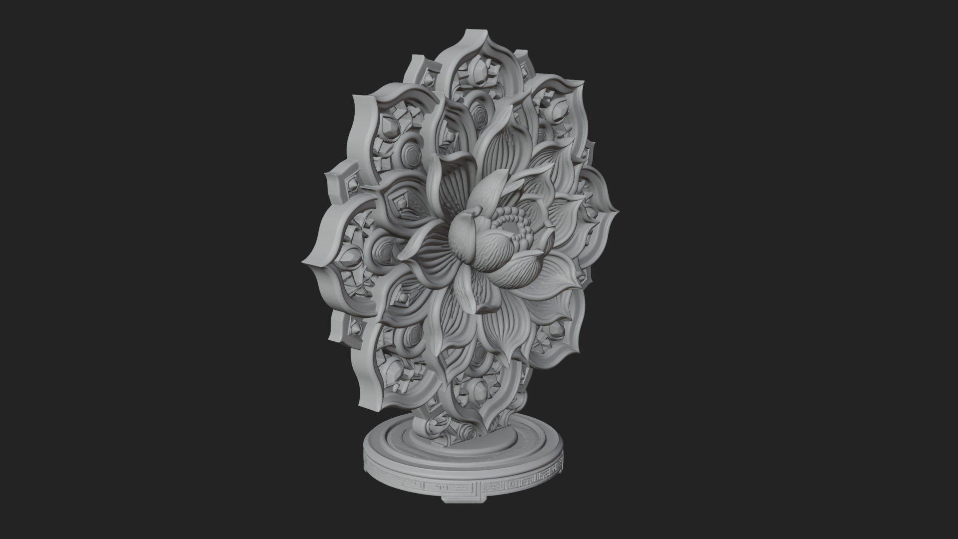 Carved Lotus Bloom Ornament Design 4 3D Print Model 3D Model