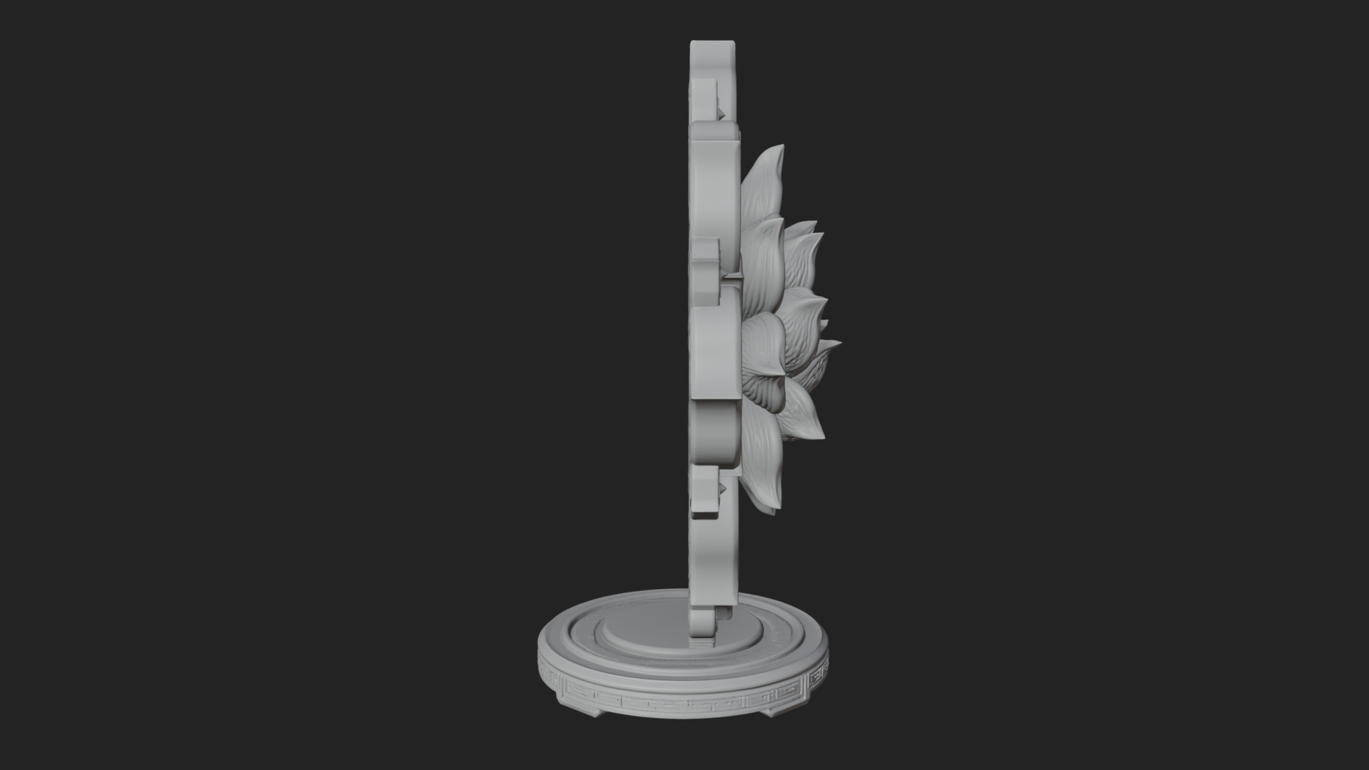 Carved Lotus Bloom Ornament Design 4 3D Print Model 3D Model