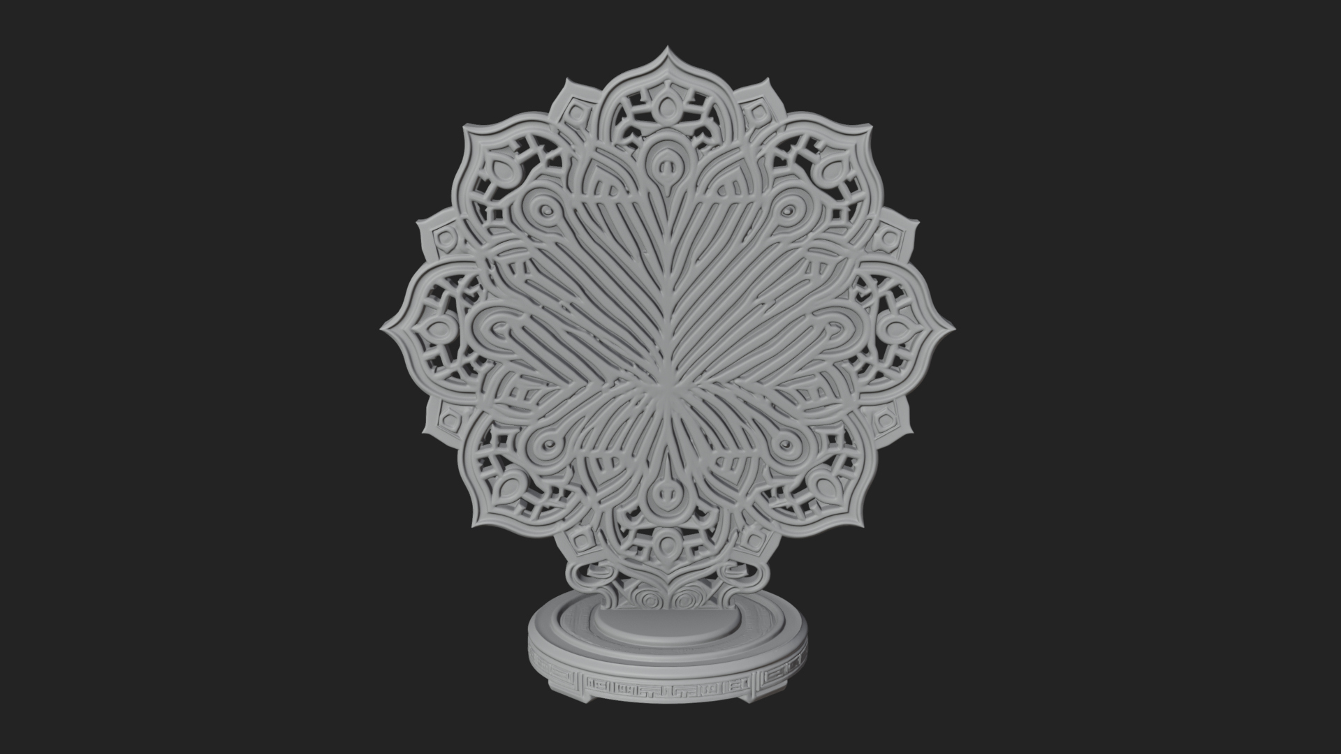 Carved Lotus Bloom Ornament Design 4 3D Print Model 3D Model