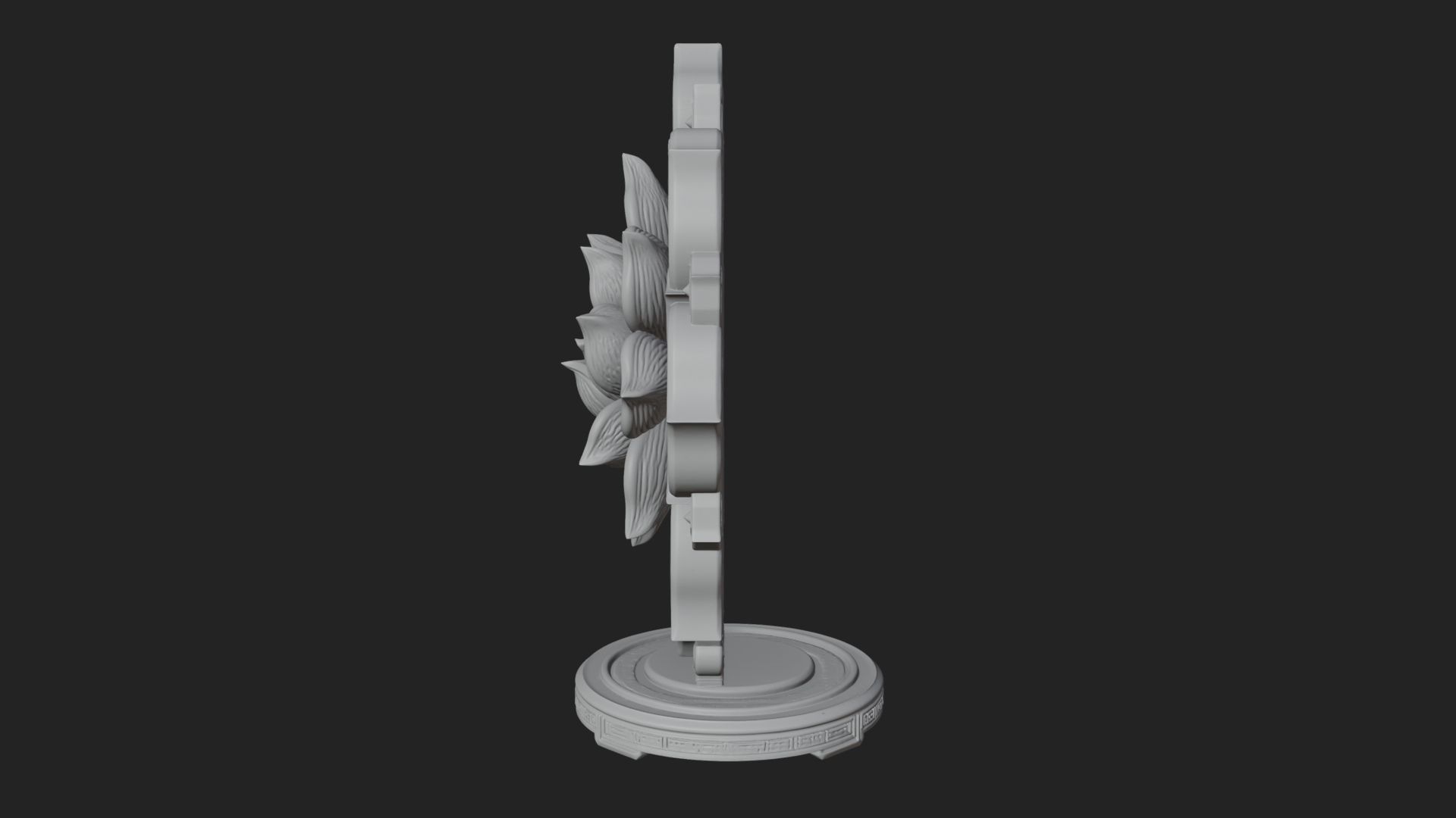 Carved Lotus Bloom Ornament Design 4 3D Print Model 3D Model