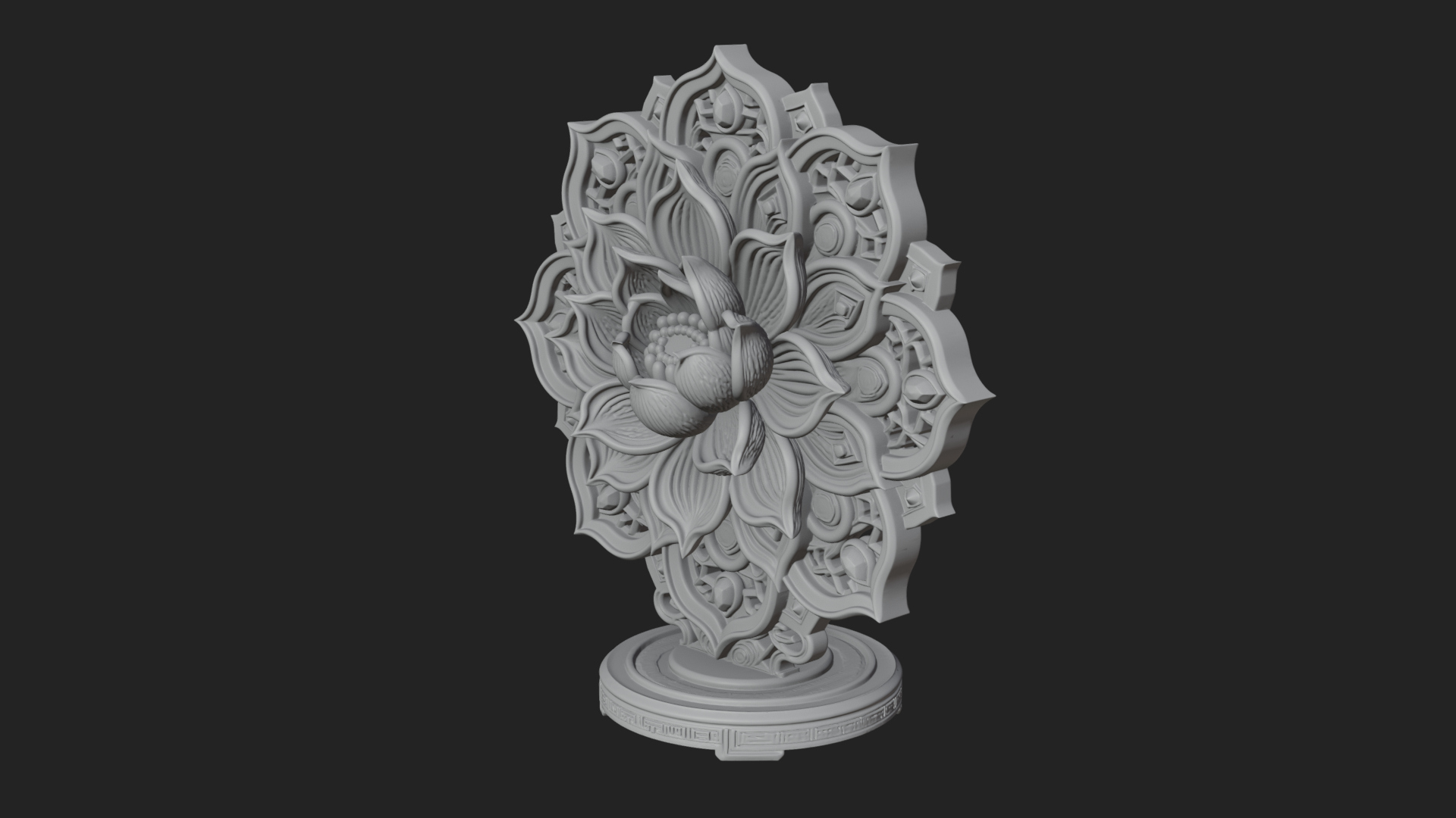 Carved Lotus Bloom Ornament Design 4 3D Print Model 3D Model