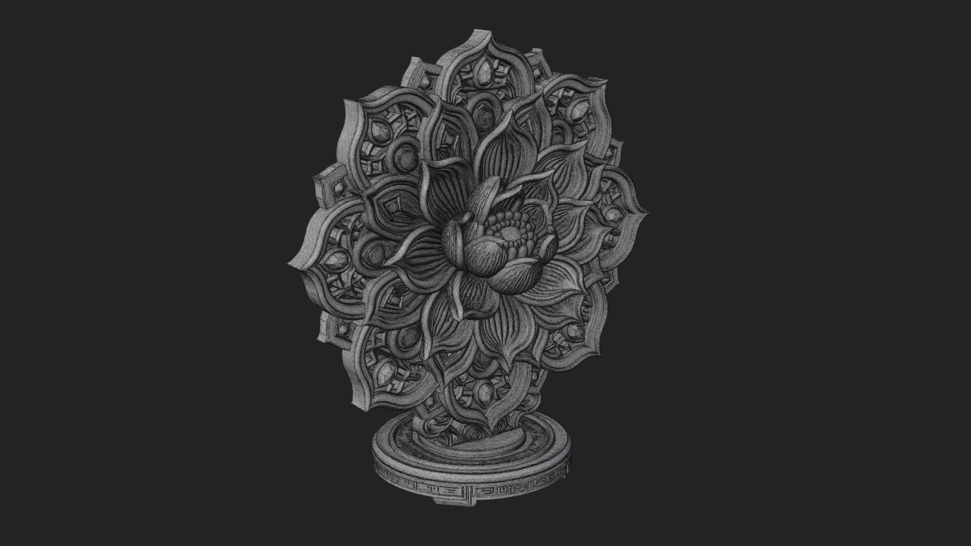 Carved Lotus Bloom Ornament Design 4 3D Print Model 3D Model