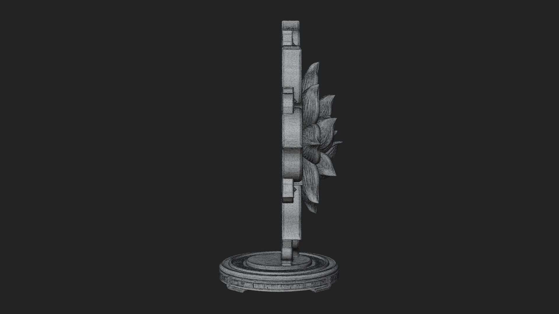Carved Lotus Bloom Ornament Design 4 3D Print Model 3D Model