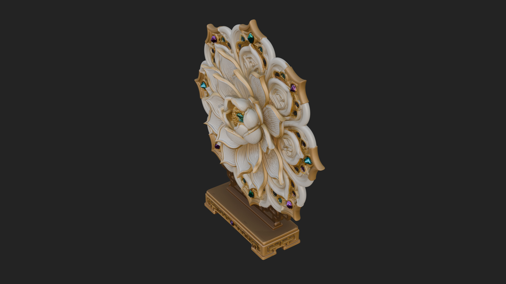 Carved Lotus Bloom Ornament Design 5 3D Print Model 3D Model