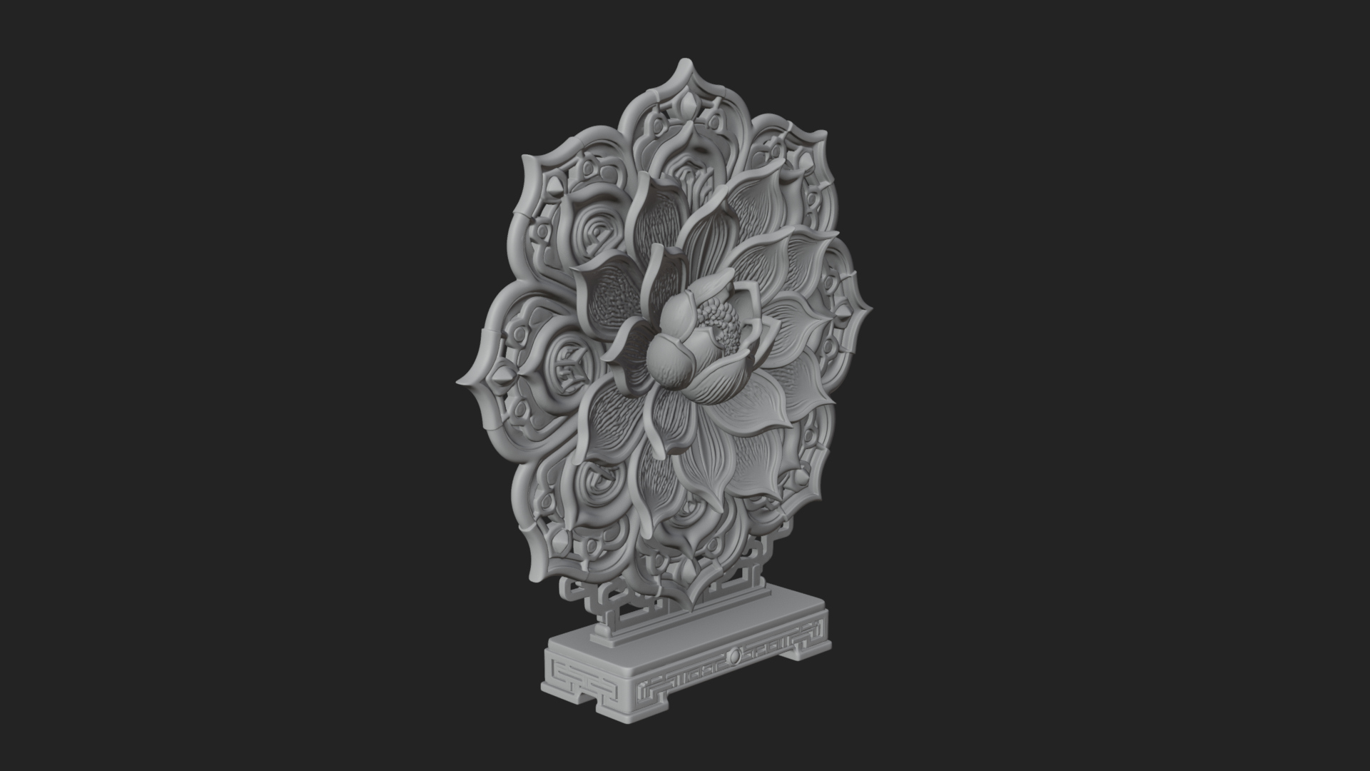 Carved Lotus Bloom Ornament Design 5 3D Print Model 3D Model