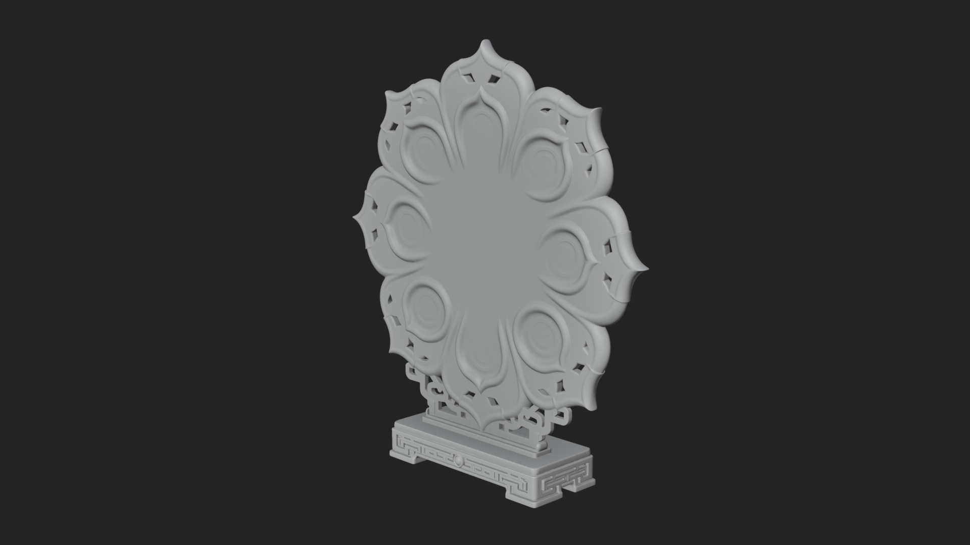 Carved Lotus Bloom Ornament Design 5 3D Print Model 3D Model