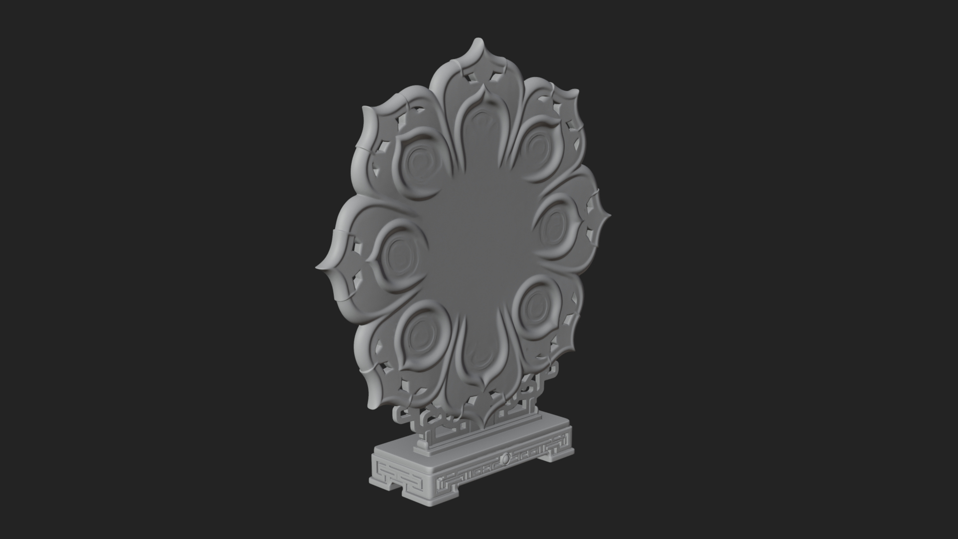 Carved Lotus Bloom Ornament Design 5 3D Print Model 3D Model