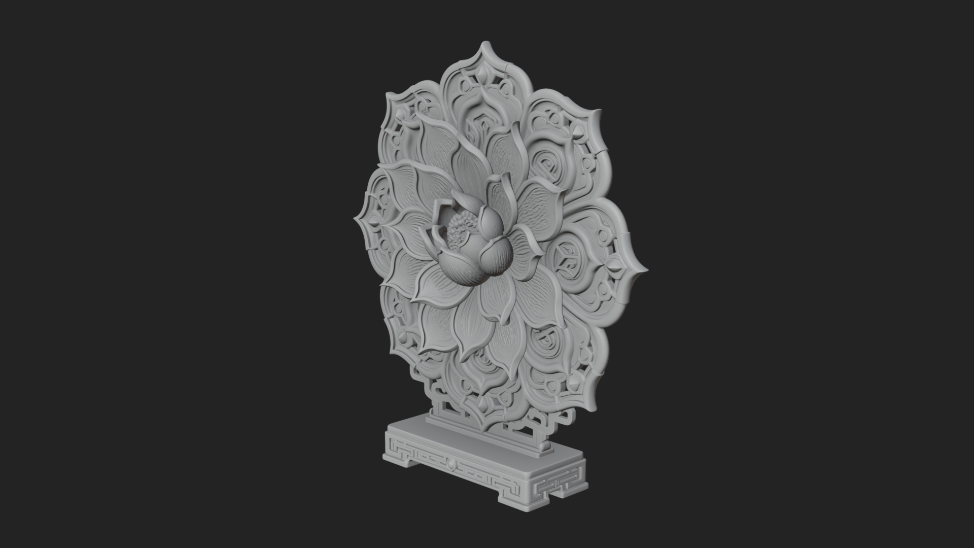 Carved Lotus Bloom Ornament Design 5 3D Print Model 3D Model