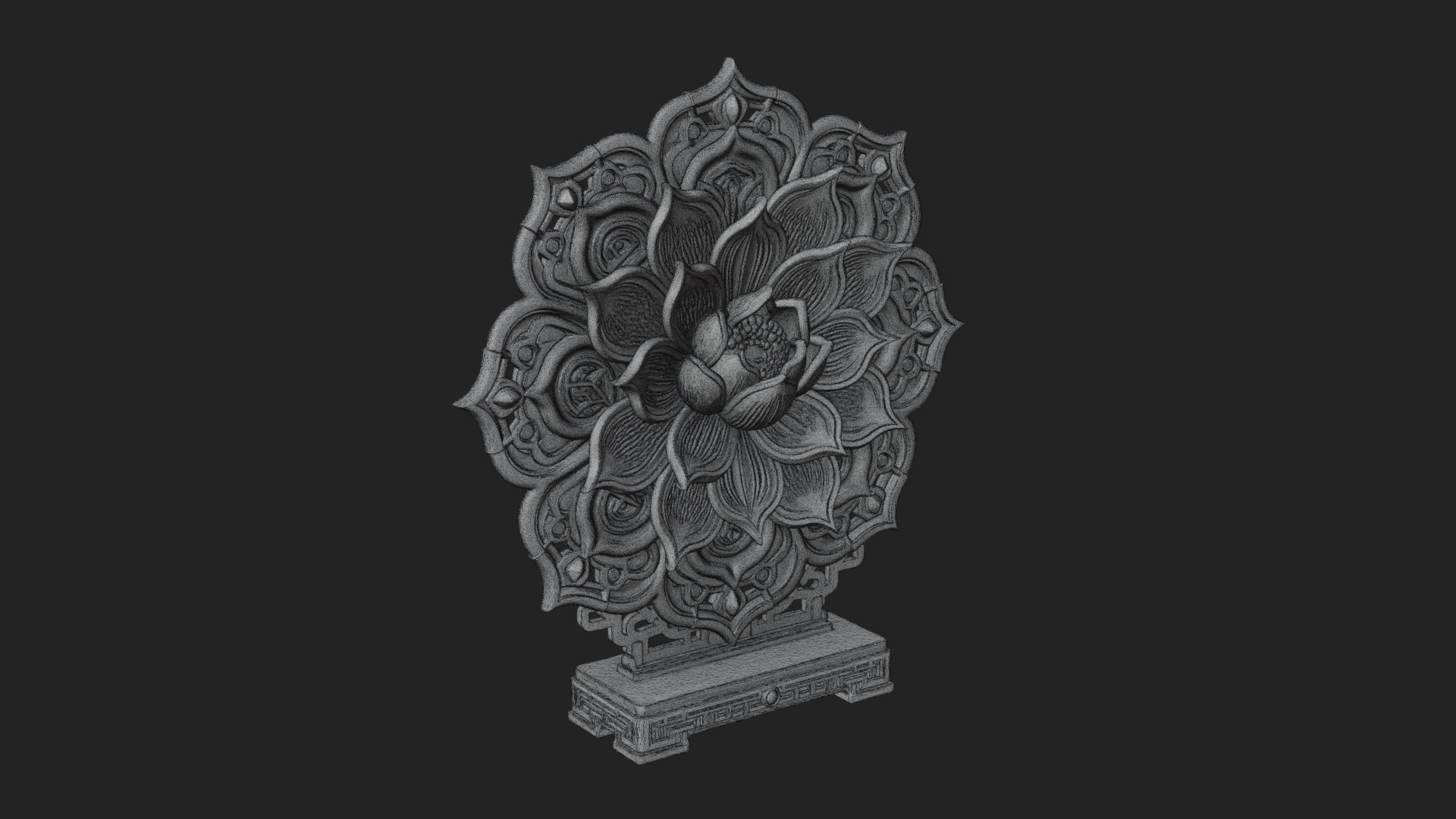 Carved Lotus Bloom Ornament Design 5 3D Print Model 3D Model