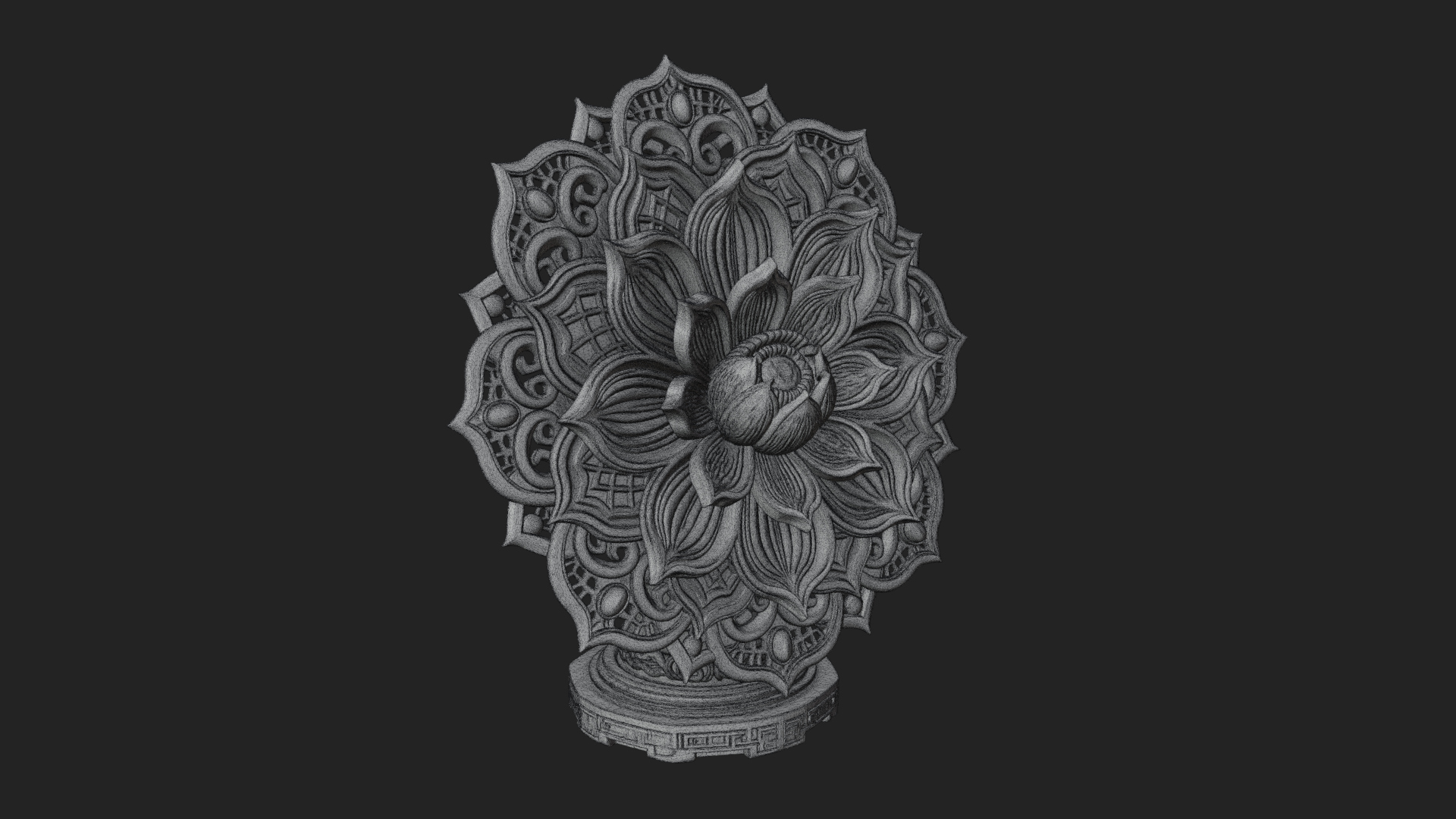 Carved Lotus Bloom Ornament Design 6 3D Print Model 3D Model