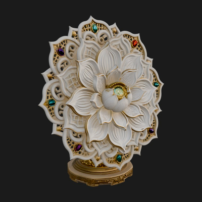 Carved Lotus Bloom Ornament Design 6 3D Print Model