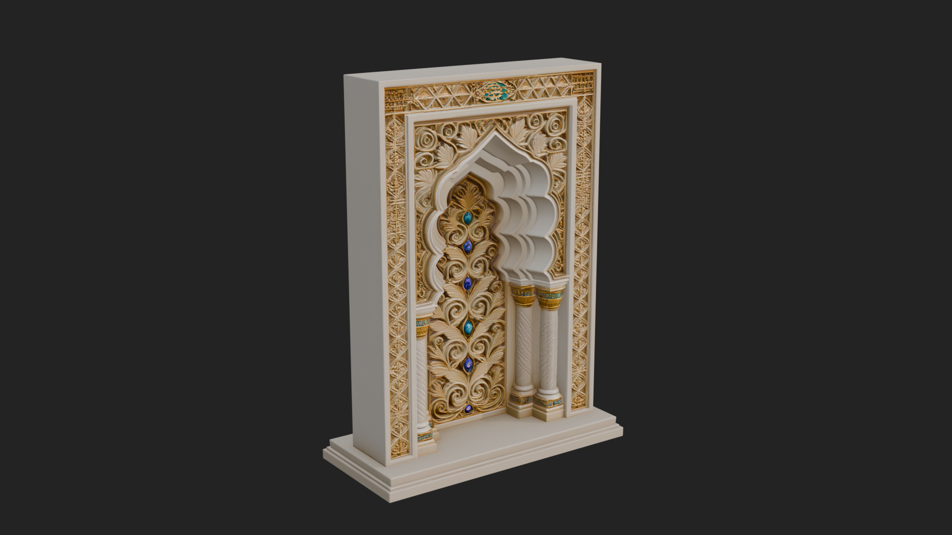 Carved Mihrab Niche Plaque Design 1 3D Print Model 3D Model