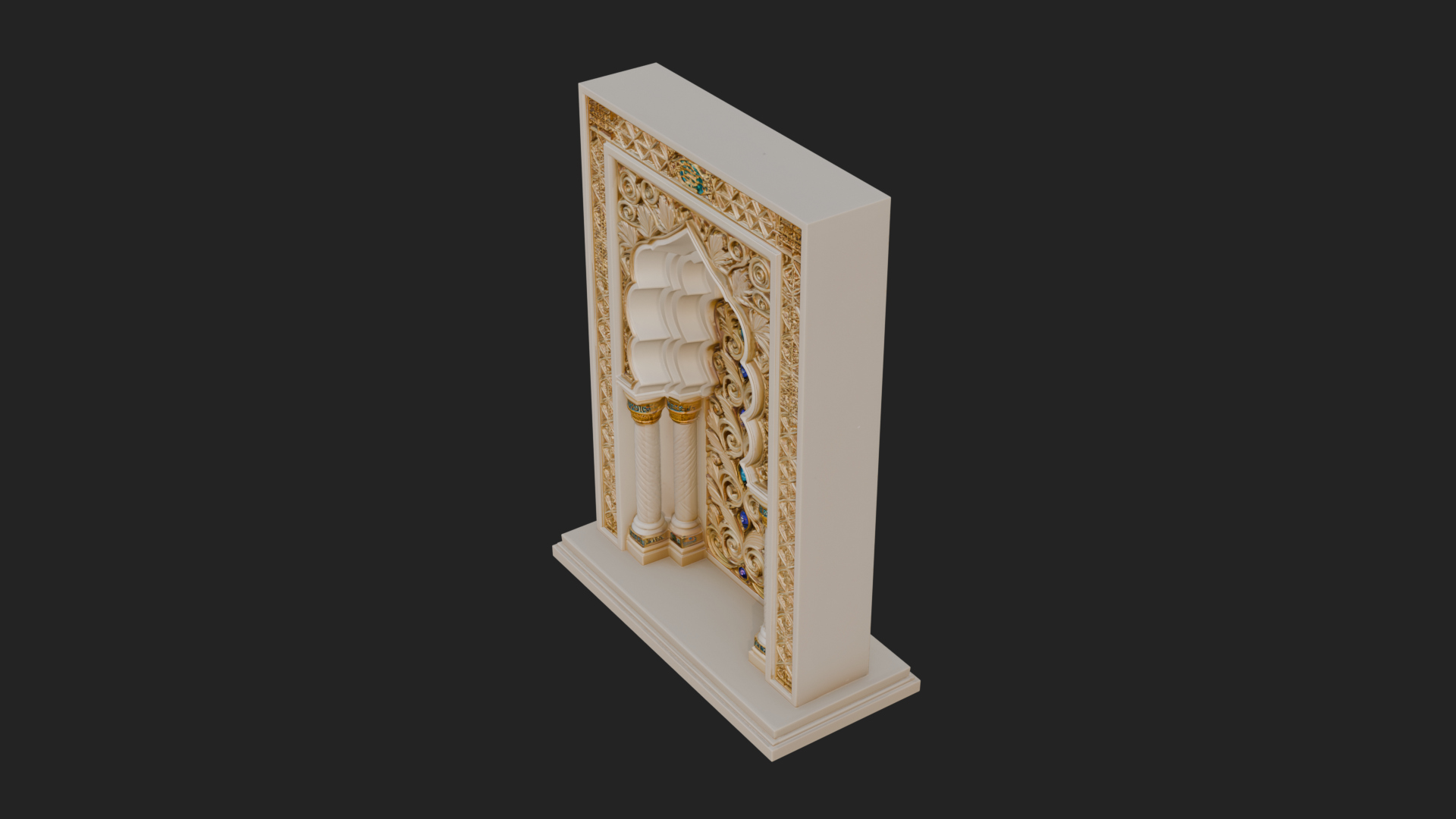 Carved Mihrab Niche Plaque Design 1 3D Print Model 3D Model