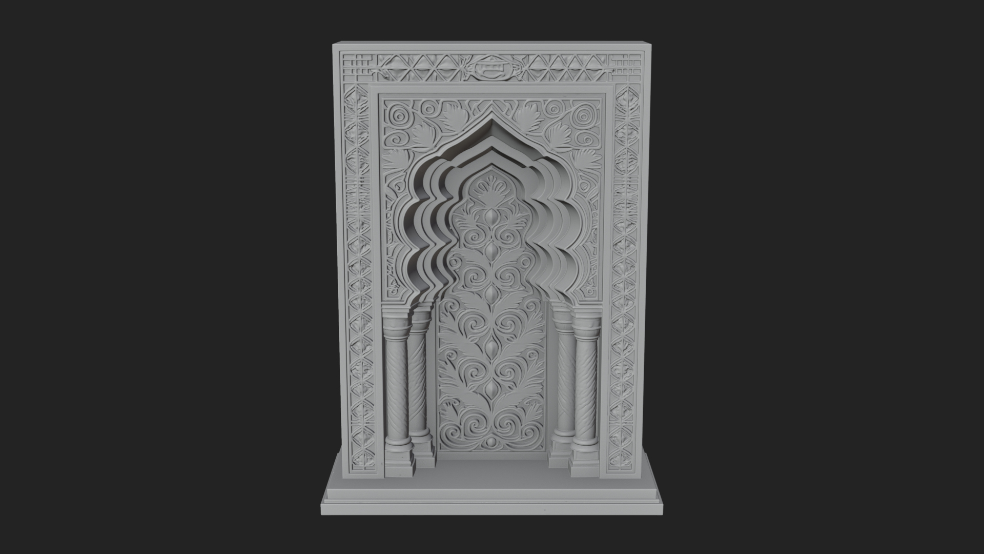 Carved Mihrab Niche Plaque Design 1 3D Print Model 3D Model
