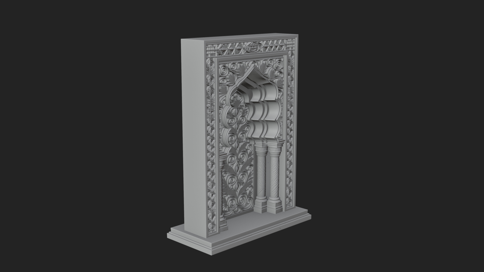 Carved Mihrab Niche Plaque Design 1 3D Print Model 3D Model