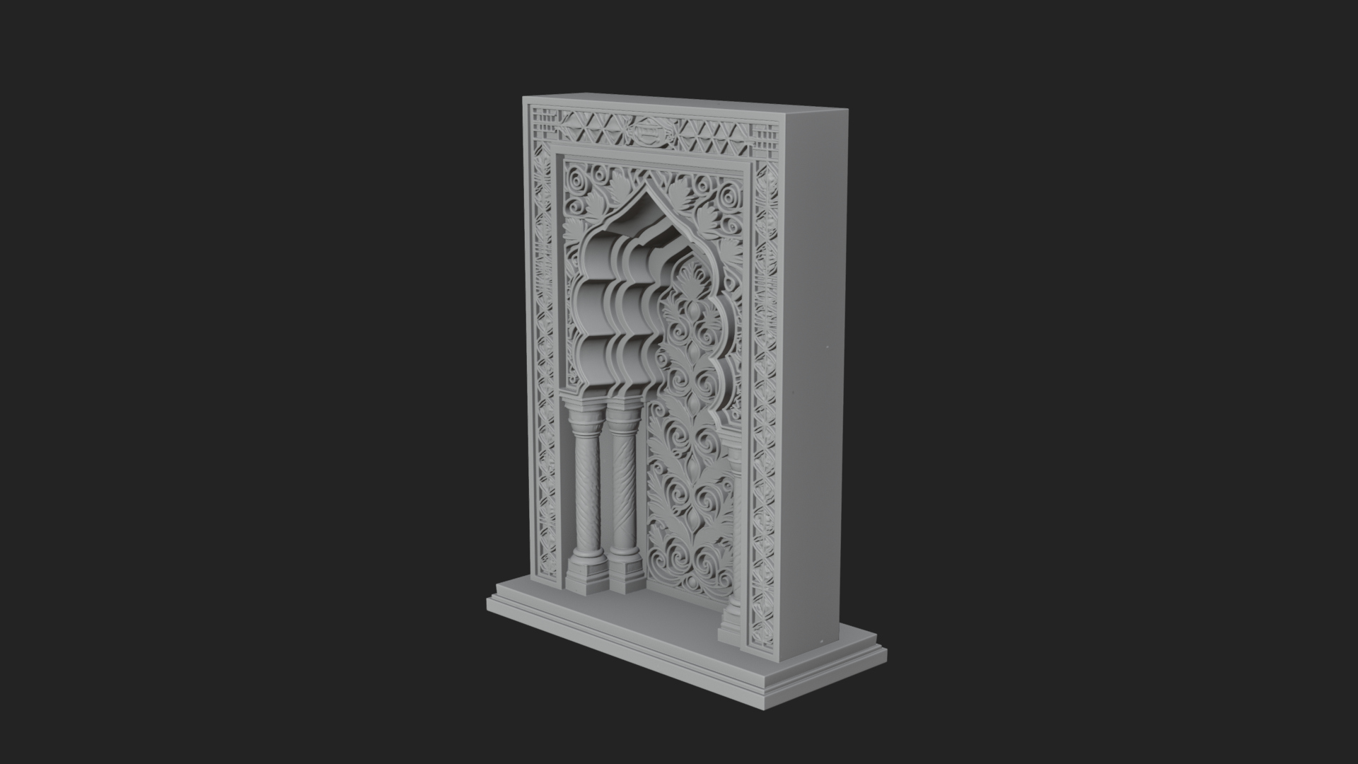 Carved Mihrab Niche Plaque Design 1 3D Print Model 3D Model