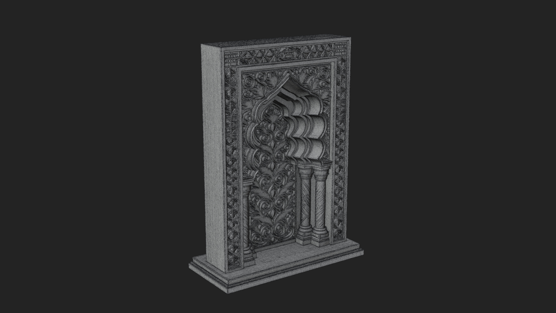 Carved Mihrab Niche Plaque Design 1 3D Print Model 3D Model
