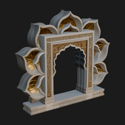Carved Mihrab Niche Plaque Design 10 3D Print Model
