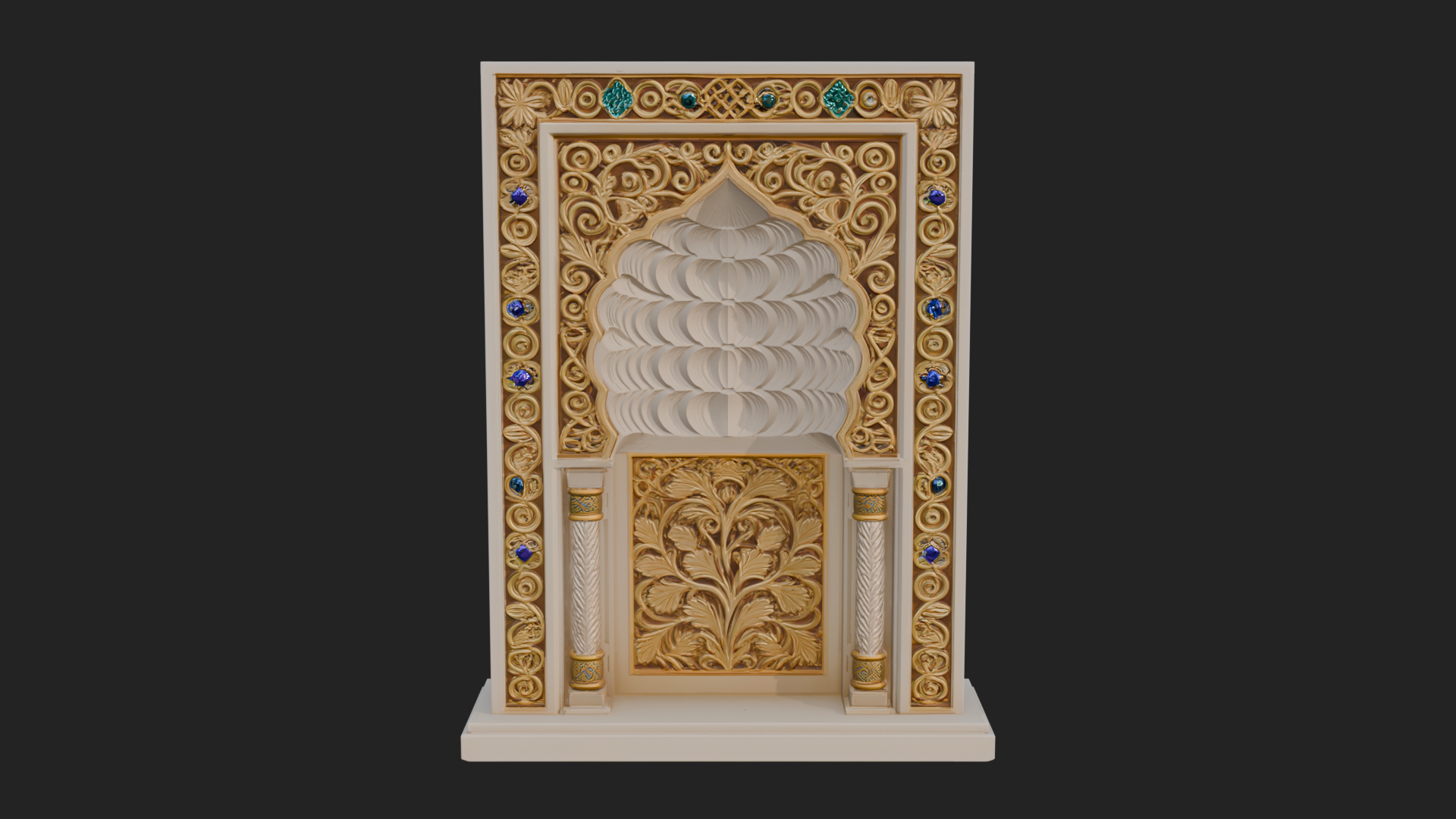 Carved Mihrab Niche Plaque Design 2 3D Print Model 3D Model