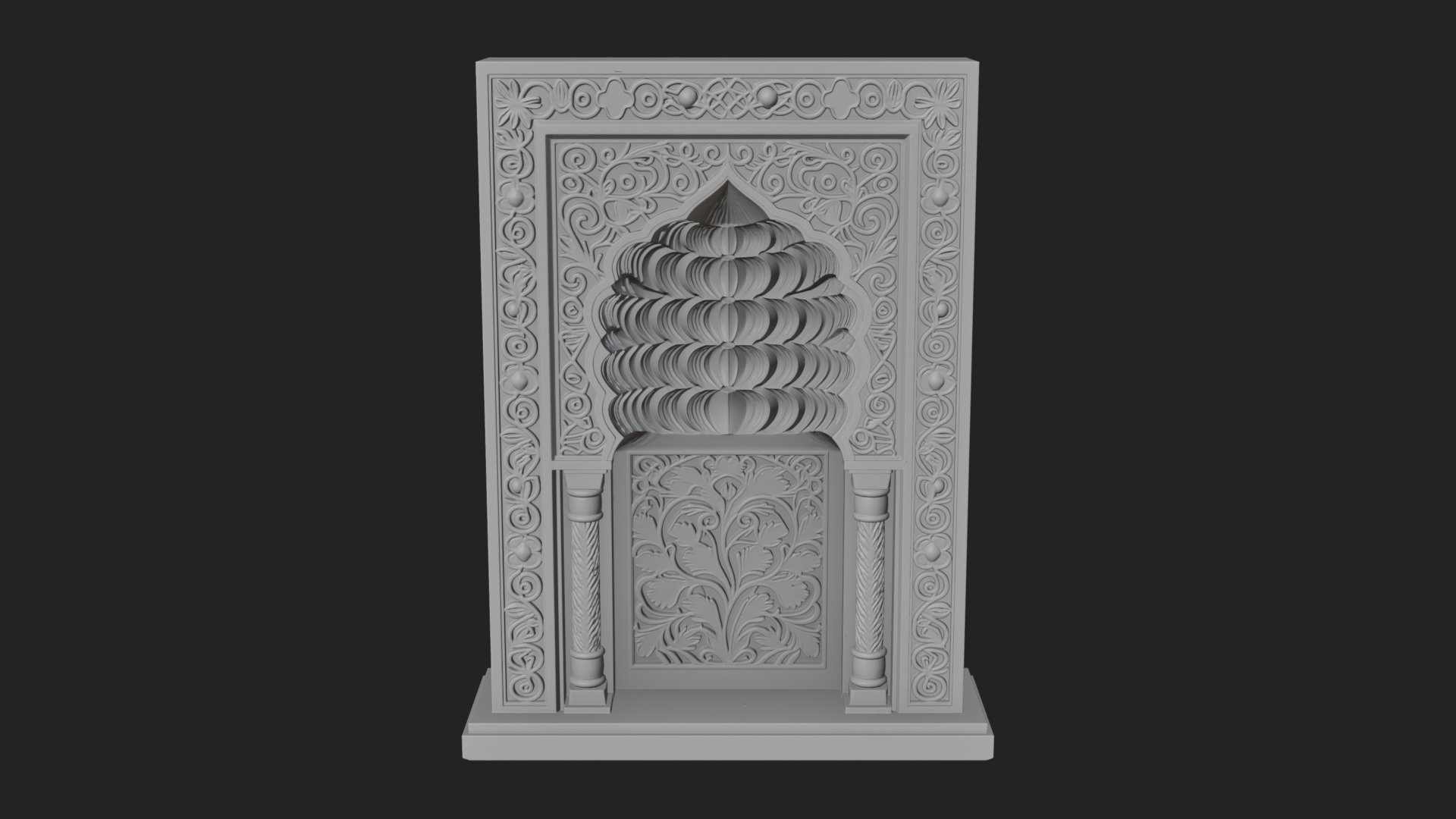 Carved Mihrab Niche Plaque Design 2 3D Print Model 3D Model