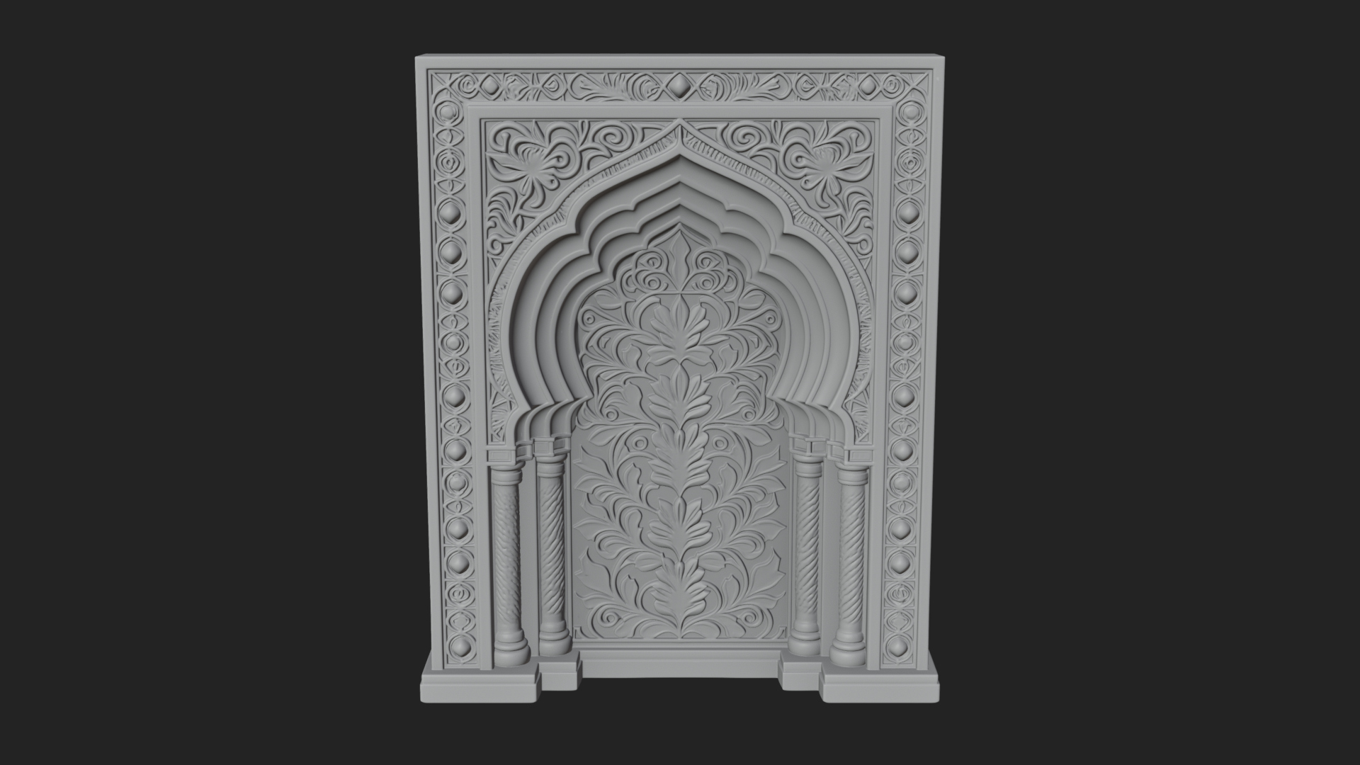 Carved Mihrab Niche Plaque Design 3 3D Print Model 3D Model