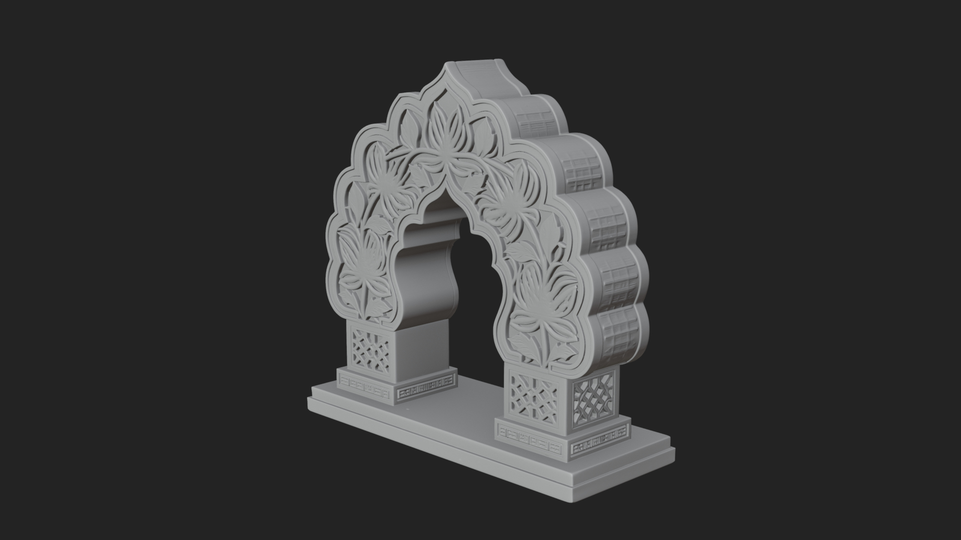 Carved Mihrab Niche Plaque Design 6 3D Print Model 3D Model