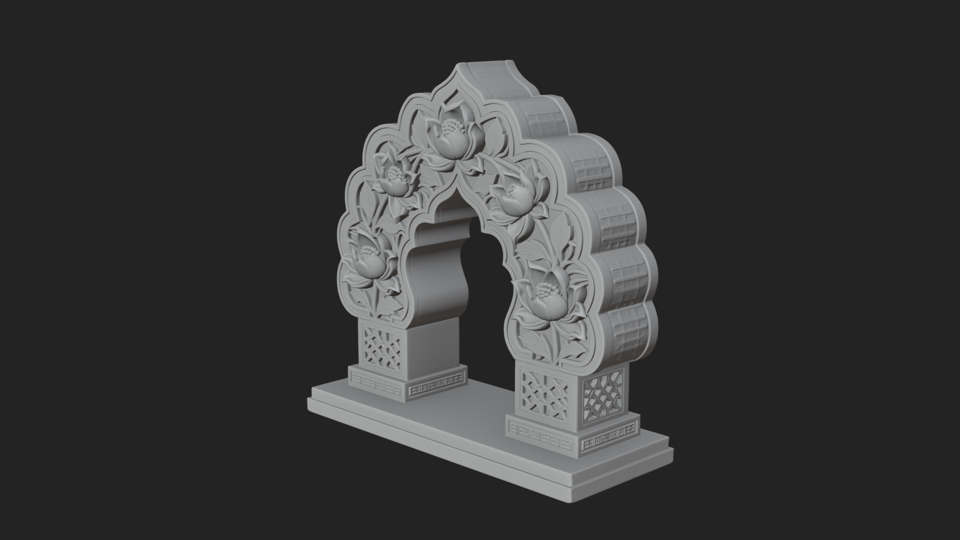 Carved Mihrab Niche Plaque Design 6 3D Print Model 3D Model