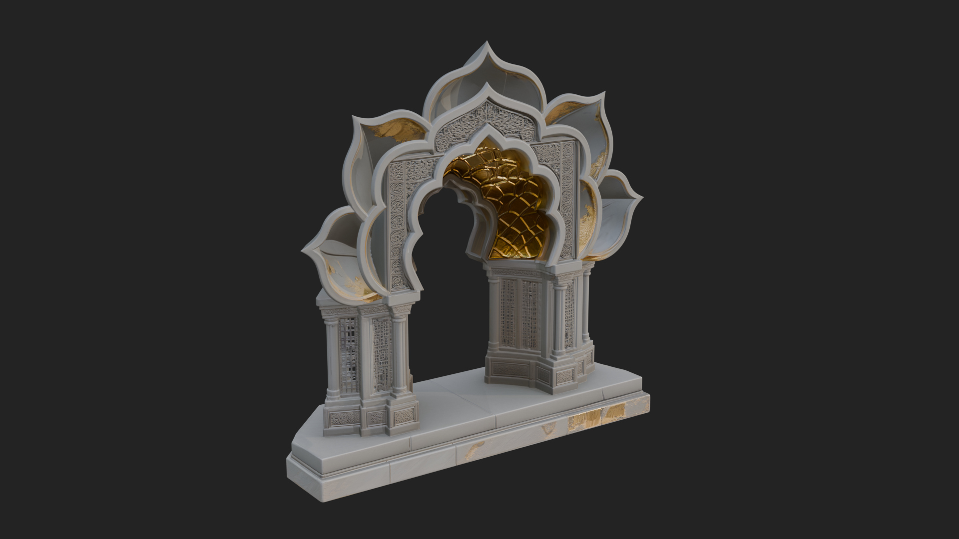Carved Mihrab Niche Plaque Design 8 3D Print Model 3D Model