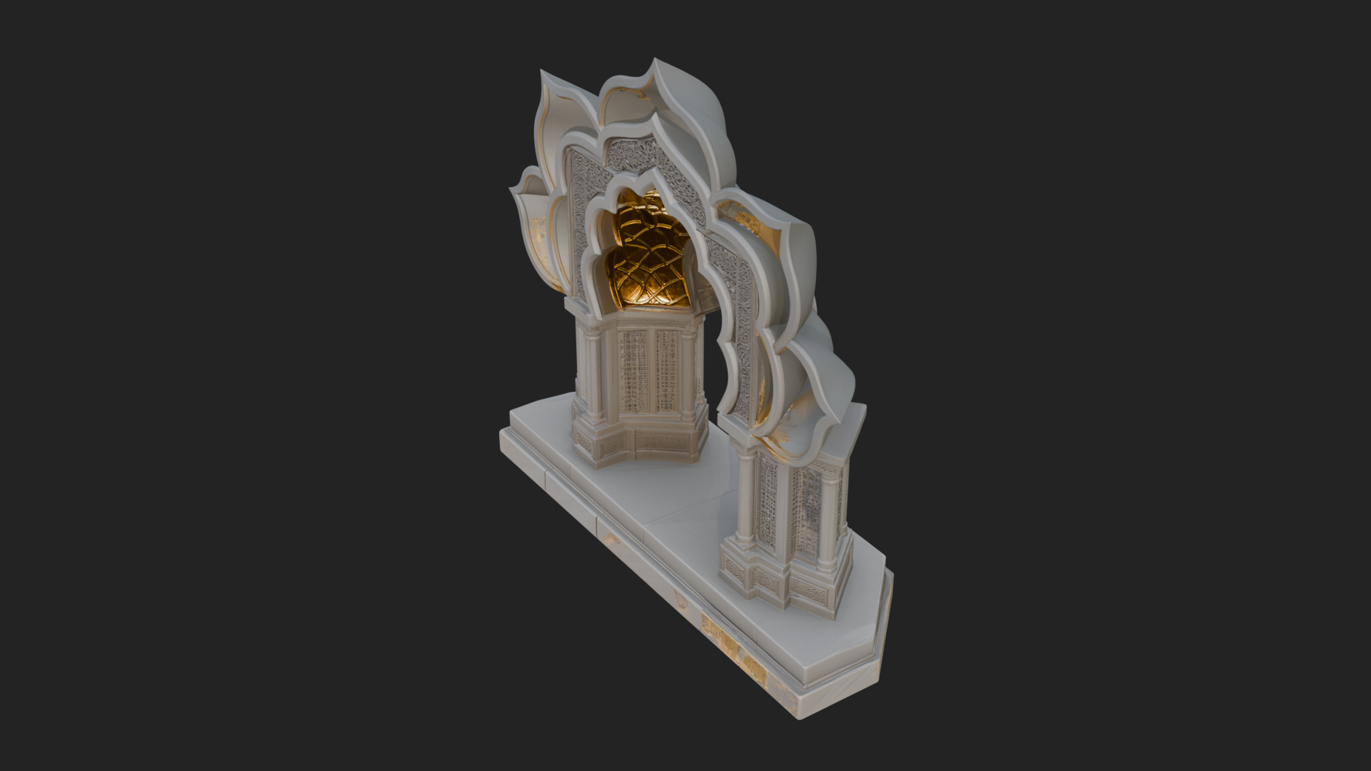 Carved Mihrab Niche Plaque Design 8 3D Print Model 3D Model